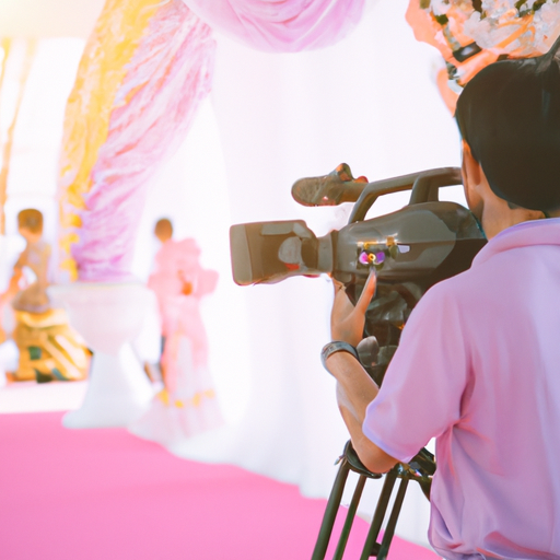 1. תמונה של צלם וידאו מקצועי מצלם רגע יפה בטקס חתונה.