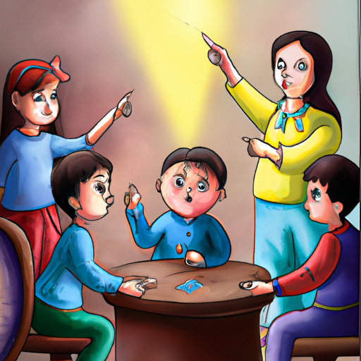 3. איור של ילדים המשתתפים בשקיקה בתעלול קסמים.