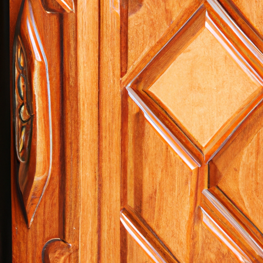 תמונה של דלת עץ מעוצבת להפליא תוצרת ישראל, המציגה את עיצובה המורכב ואיכותה המעולה.